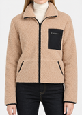 Women's Camel Fluffy Jacket with Lapel Collar