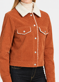 Women's Chocolate Corduroy Jacket with Lapel Collar